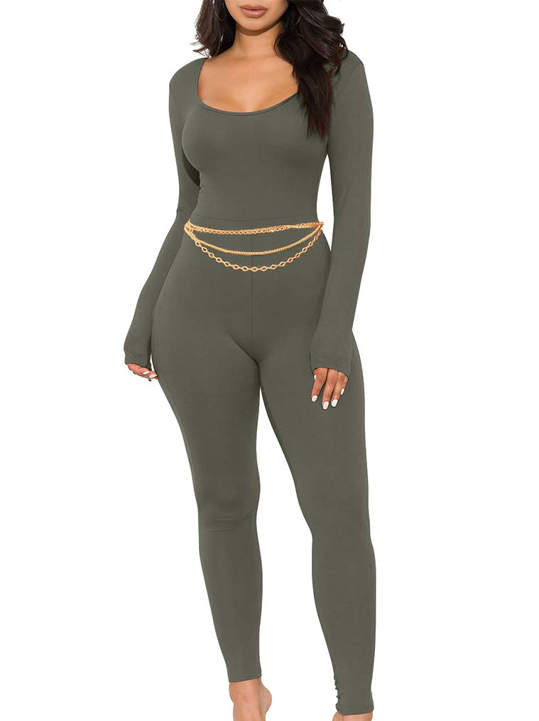 GOKATOSAU Women's Sexy Long Sleeve Bodycon Solid Outfits Club Rompers Jumpsuits for Party Wear
| GOKATOSAU Women's Sexy
