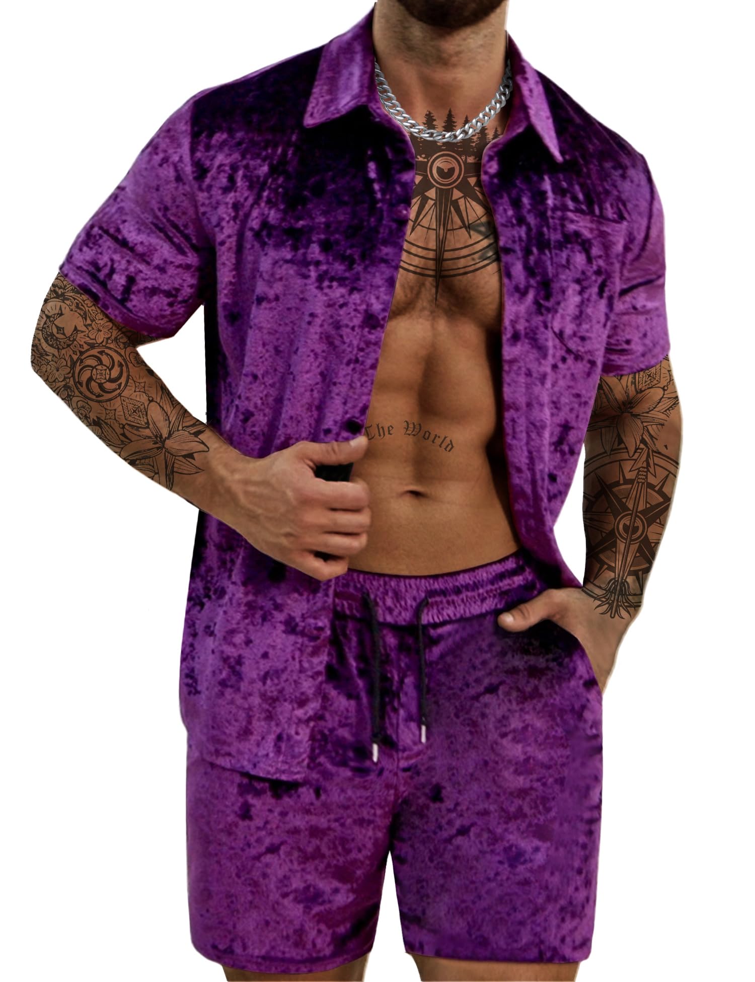 ZSJR Men's Diamond Velvet Tracksuit for Casual Wear
| ZSJR Mens Fashion Diamond Velvet Shirts and Shorts Set
| ZSJR Men