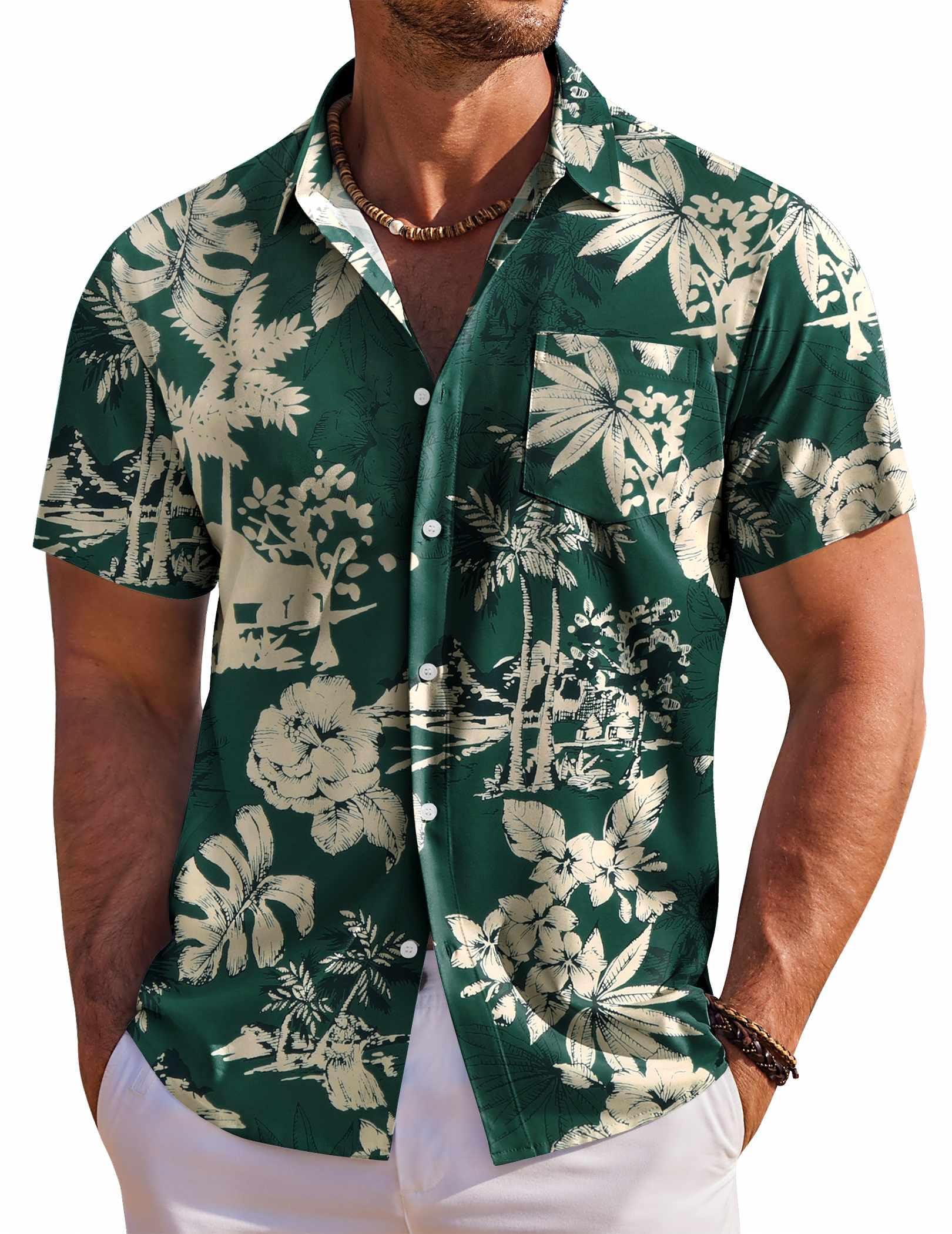 COOFANDY Men's Floral Button Down Short Sleeve Hawaiian Shirt for Tropical Beach Vacations
| COOFANDY Men's Short Sleev